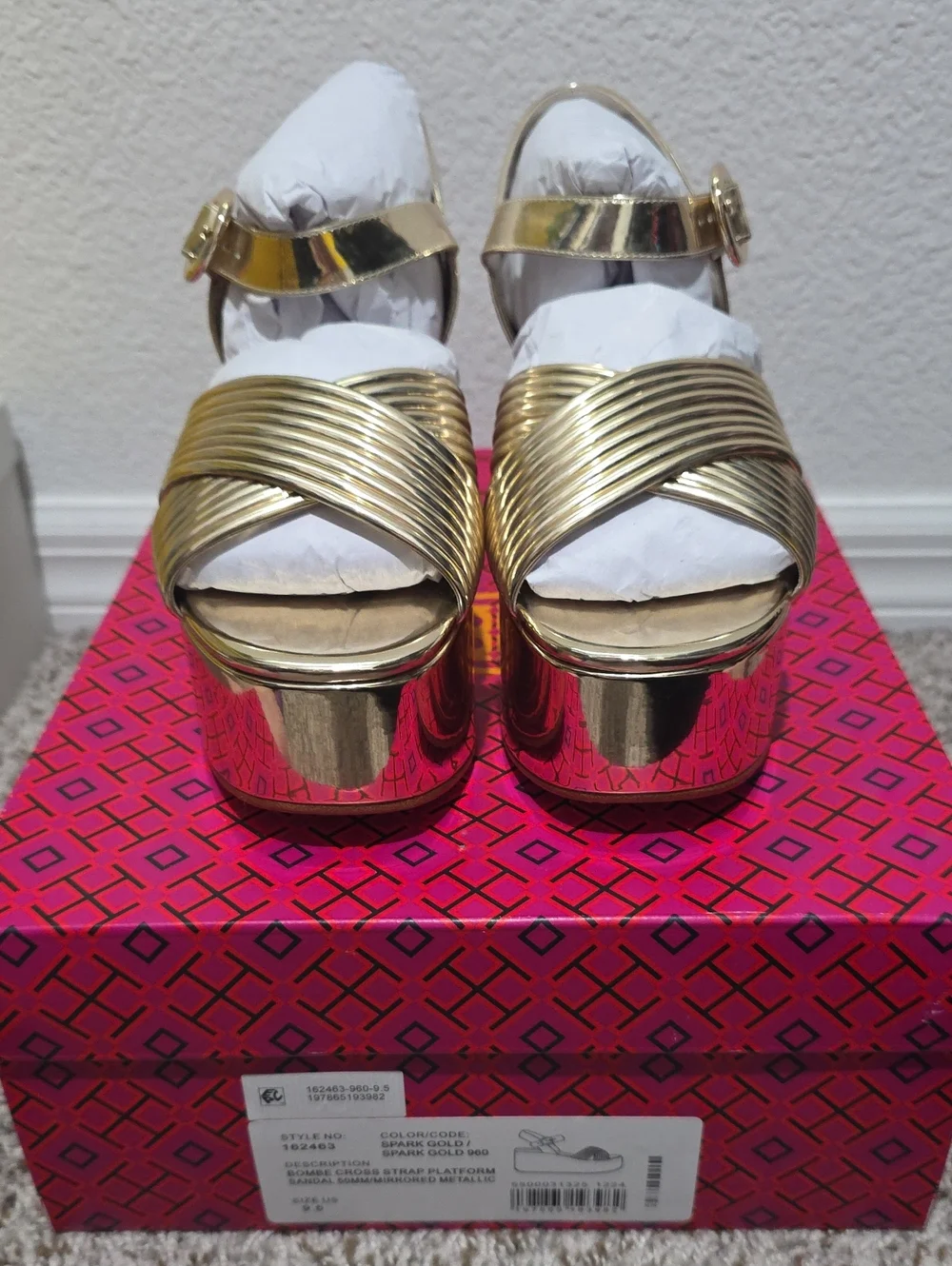 Tory Burch Metallic Gold Platform Sandals